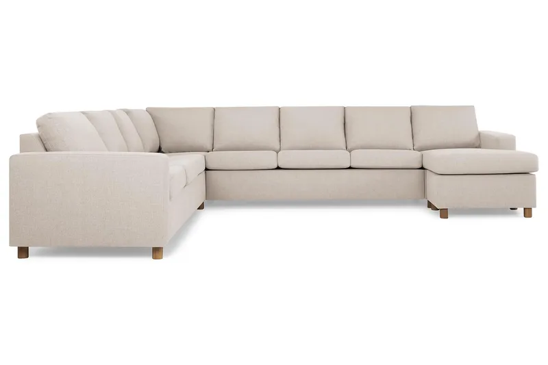 Crazy 7-personers Højrevendt U-formet XX-Large Hjørnesofa med Divan i Stof - Beige - Møbler - Sofaer - Hjørnesofa - Hjørnesofa med chaiselong