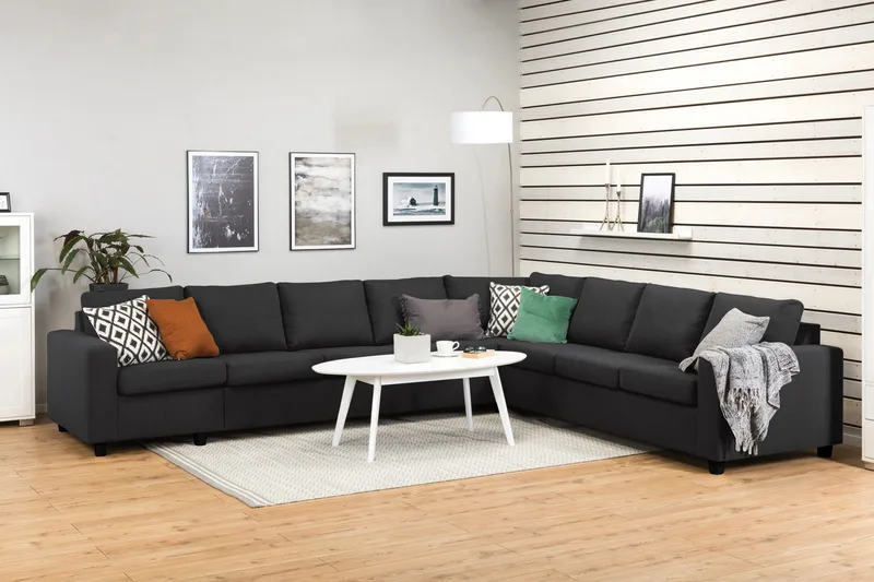 Crazy 7-personers Vendbar L-formet XX-Large Hjørnesofa i Stof - Antracit - Møbler - Sofaer - Hjørnesofa