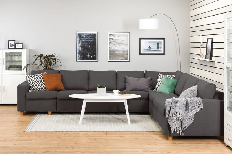 Crazy 7-personers Vendbar L-formet XX-Large Hjørnesofa i Stof - Mørkegrå - Møbler - Sofaer - Hjørnesofa