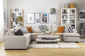 Crazy 7-personers Vendbar U-formet XX-Large Hjørnesofa med Divan i Stof - Beige - Møbler - Sofaer - Hjørnesofa - Hjørnesofa med chaiselong