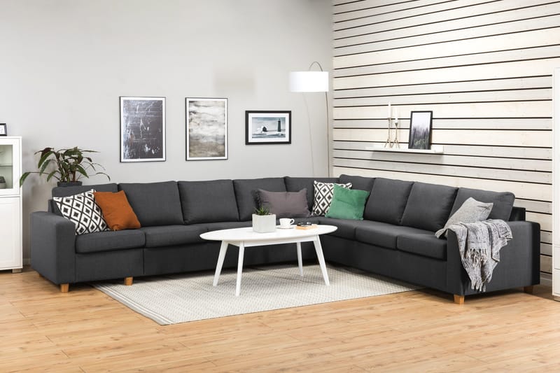 Crazy 7-personers Vendbar L-formet XX-Large Hjørnesofa i Stof - Mørkegrå - Møbler - Sofaer - Hjørnesofa