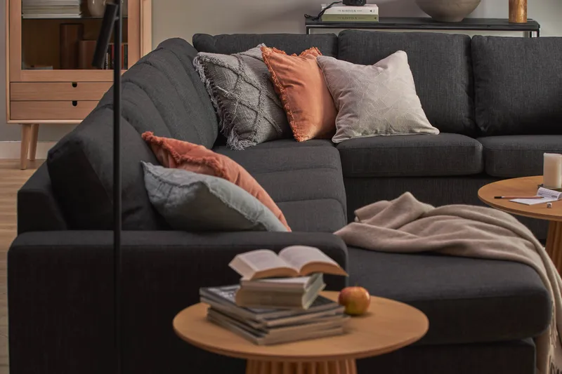 Crazy 7-personers Vendbar U-formet XX-Large Hjørnesofa med Divan i Stof - Mørkegrå / Antracit - Møbler - Sofaer - Hjørnesofa - Hjørnesofa med chaiselong