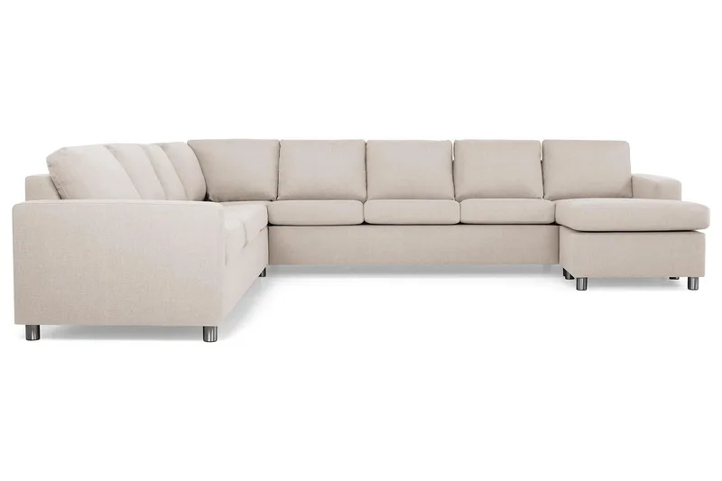 Crazy 7-personers Højrevendt U-formet XX-Large Hjørnesofa med Divan i Stof - Beige - Møbler - Sofaer - Hjørnesofa - Hjørnesofa med chaiselong