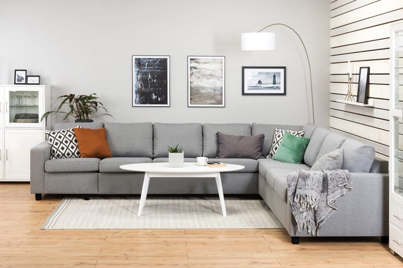 Crazy 7-personers Vendbar L-formet XX-Large Hjørnesofa i Stof - Grå - Møbler - Sofaer - Hjørnesofa