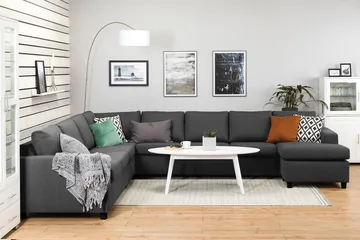 Crazy 7-personers Højrevendt U-formet XX-Large Hjørnesofa med Divan i Stof - Mørkegrå - Møbler - Sofaer - Hjørnesofa - Hjørnesofa med chaiselong
