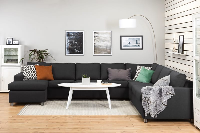 Crazy 7-personers Vendbar U-formet XX-Large Hjørnesofa med Divan i Stof - Mørkegrå / Antracit - Møbler - Sofaer - Hjørnesofa - Hjørnesofa med chaiselong