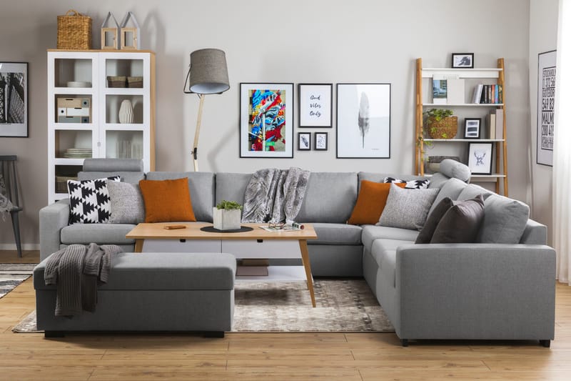 Crazy 7-personers Vendbar L-formet XX-Large Hjørnesofa i Stof - Grå - Møbler - Sofaer - Hjørnesofa