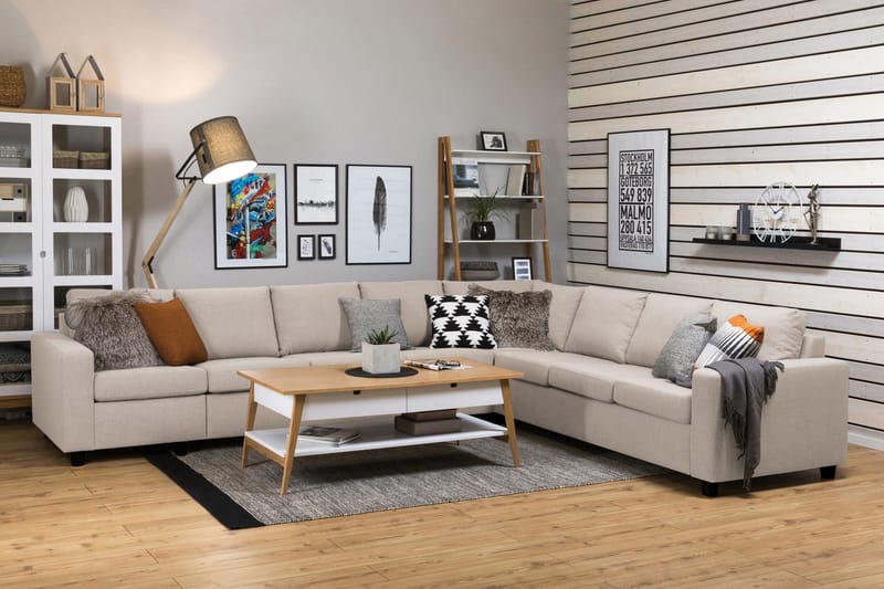Crazy 7-personers Vendbar L-formet XX-Large Hjørnesofa i Stof - Beige - Møbler - Sofaer - Hjørnesofa