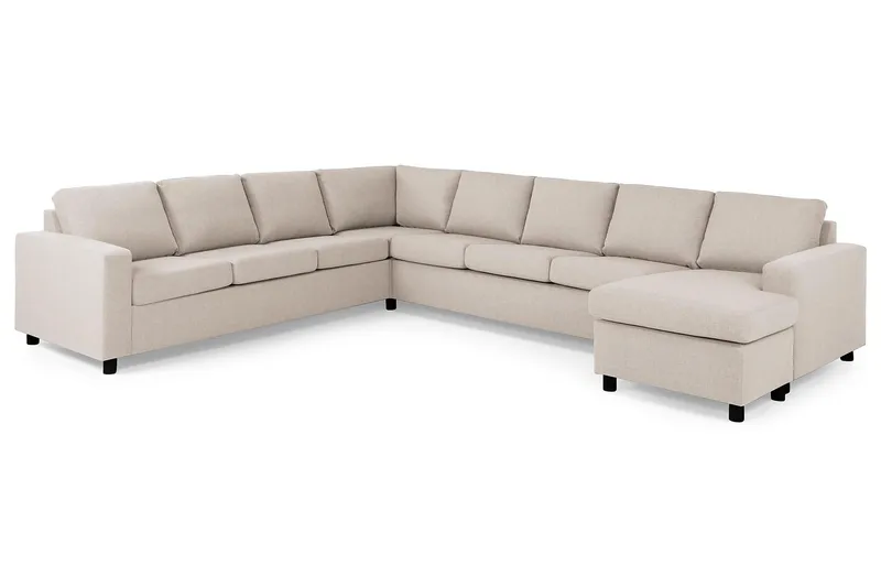 Crazy 7-personers Højrevendt U-formet XX-Large Hjørnesofa med Divan i Stof - Beige - Møbler - Sofaer - Hjørnesofa - Hjørnesofa med chaiselong