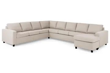 Crazy 7-personers højrevendt U-formet XX-Large hjørnesofa med chaiselong i stof - Beige - Møbler - Sofaer - Hjørnesofa - Hjørnesofa med chaiselong