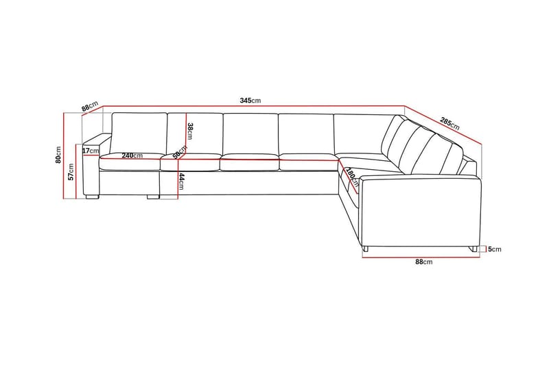 Crazy 7-personers Vendbar L-formet XX-Large Hjørnesofa i Stof - Blå - Møbler - Sofaer - Hjørnesofa