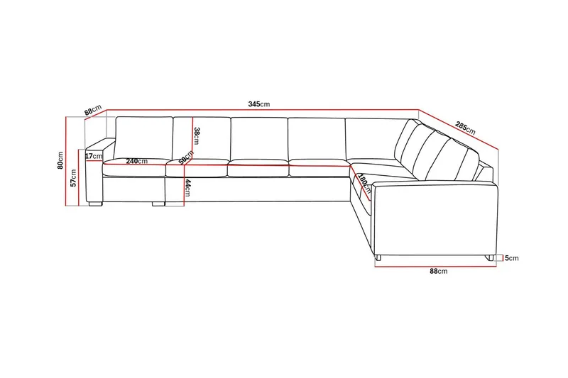 Crazy 7-personers Vendbar L-formet XX-Large Hjørnesofa i Stof - Brun - Møbler - Sofaer - Hjørnesofa - Hjørnesofa med chaiselong