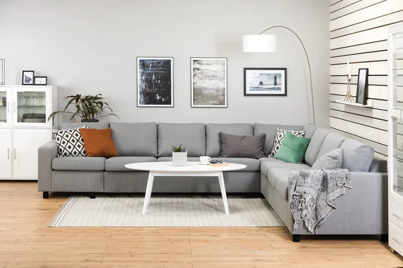 Crazy 7-personers Vendbar L-formet XX-Large Hjørnesofa i Stof - Grå - Møbler - Sofaer - Hjørnesofa