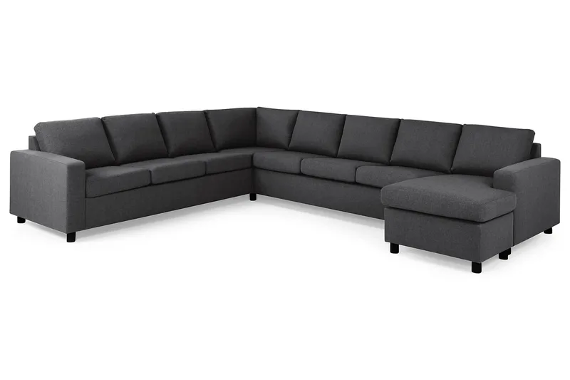 Crazy 7-personers Højrevendt U-formet XX-Large Hjørnesofa med Divan i Stof - Mørkegrå - Møbler - Sofaer - Hjørnesofa - Hjørnesofa med chaiselong