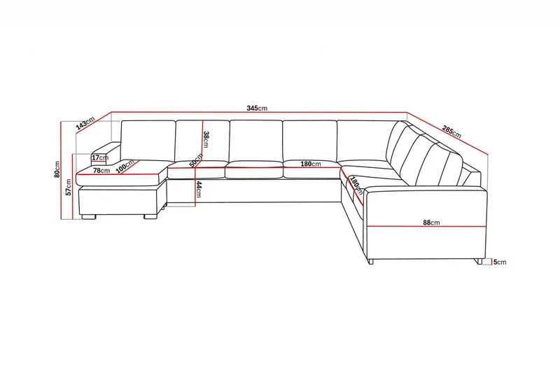 Crazy 7-personers Højrevendt U-formet XX-Large Hjørnesofa med Divan i Stof - Mørkegrå - Møbler - Sofaer - Hjørnesofa - Hjørnesofa med chaiselong