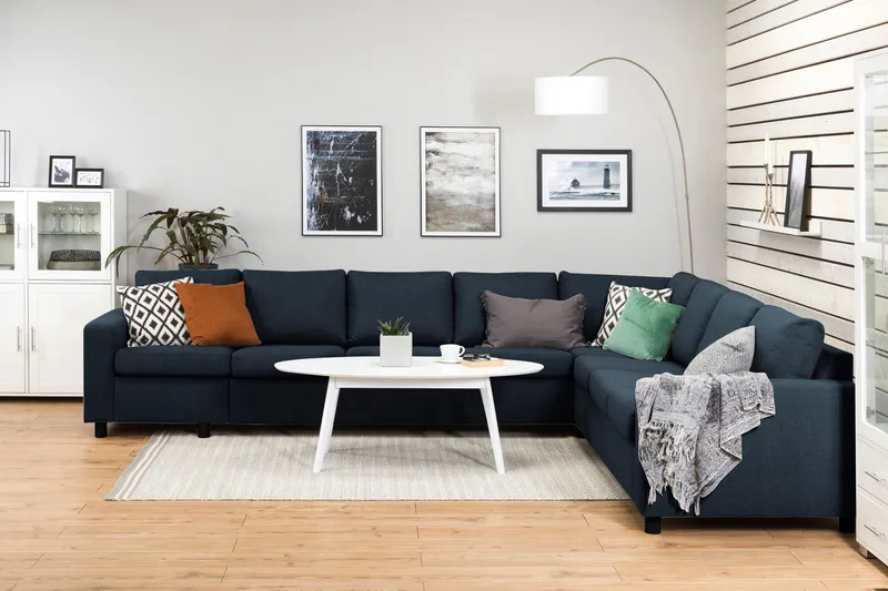 Crazy 7-personers Vendbar L-formet XX-Large Hjørnesofa i Stof - Blå - Møbler - Sofaer - Hjørnesofa