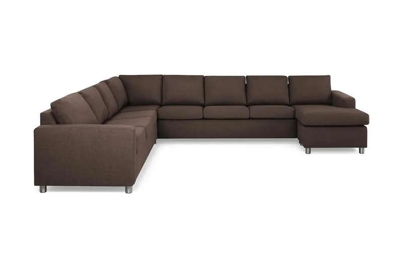Crazy 7-personers Højrevendt U-formet XX-Large Hjørnesofa med Divan i Stof - Brun - Møbler - Sofaer - Hjørnesofa - Hjørnesofa med chaiselong