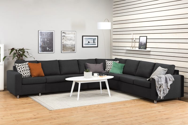 Crazy 7-personers Vendbar L-formet XX-Large Hjørnesofa i Stof - Antracit - Møbler - Sofaer - Hjørnesofa