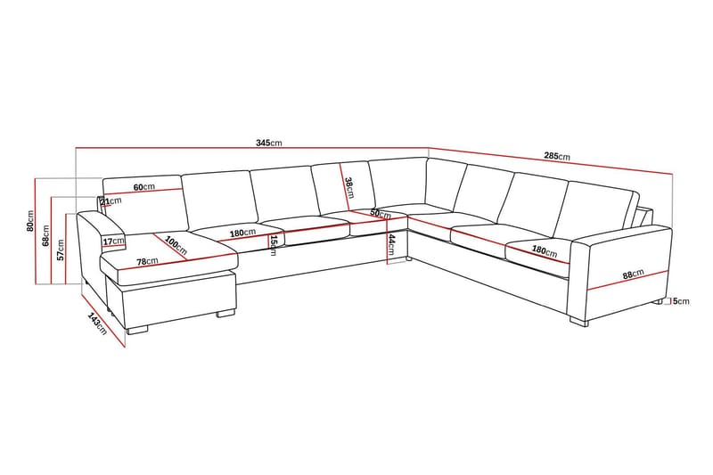 Crazy 7-personers Højrevendt U-formet XX-Large Hjørnesofa med Divan i Stof - Blå - Møbler - Sofaer - Hjørnesofa - Hjørnesofa med chaiselong