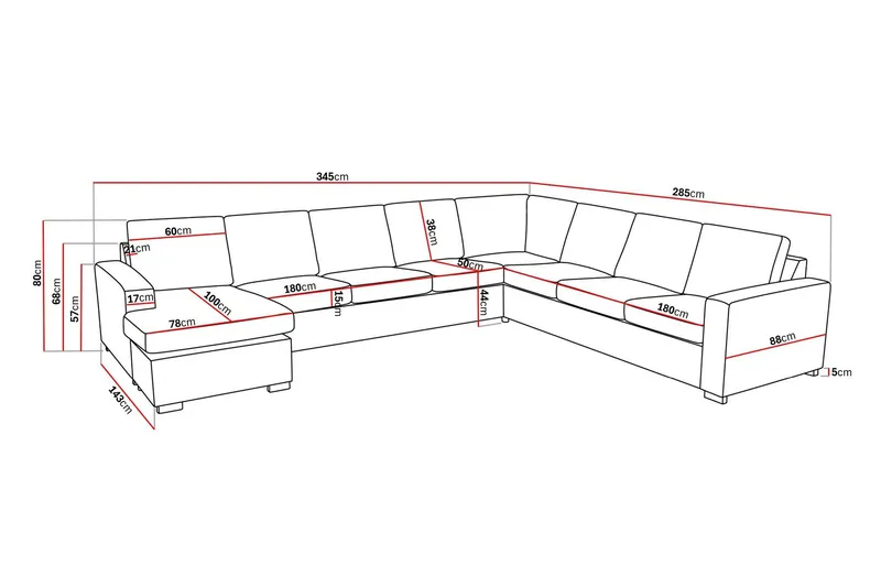 Crazy 7-personers Vendbar U-formet XX-Large Hjørnesofa med Divan i Stof - Beige - Møbler - Sofaer - Hjørnesofa - Hjørnesofa med chaiselong