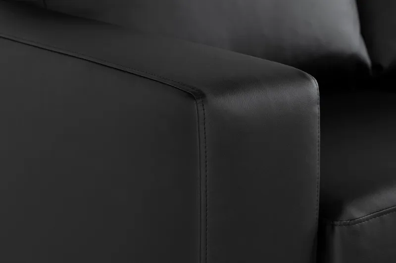 Crazy 7-personers Højrevendt U-formet XX-Large Hjørnesofa med Divan i Kunstlæder - Sort - Møbler - Sofaer - Hjørnesofa - Hjørnesofa med chaiselong