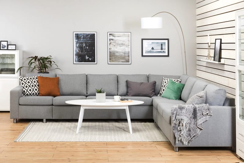 Crazy 7-personers Vendbar L-formet XX-Large Hjørnesofa i Stof - Grå - Møbler - Sofaer - Hjørnesofa