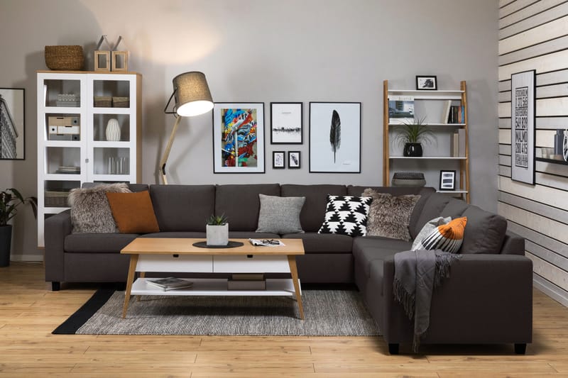 Crazy 7-personers Vendbar L-formet XX-Large Hjørnesofa i Stof - Mørkegrå - Møbler - Sofaer - Hjørnesofa