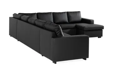 Crazy 7-personers Højrevendt U-formet XX-Large Hjørnesofa med Divan i Kunstlæder - Sort - Møbler - Sofaer - Hjørnesofa - Hjørnesofa med chaiselong