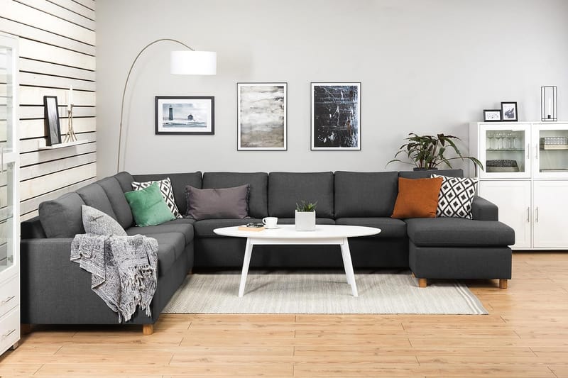 Crazy 7-personers Højrevendt U-formet XX-Large Hjørnesofa med Divan i Stof - Mørkegrå - Møbler - Sofaer - Hjørnesofa - Hjørnesofa med chaiselong