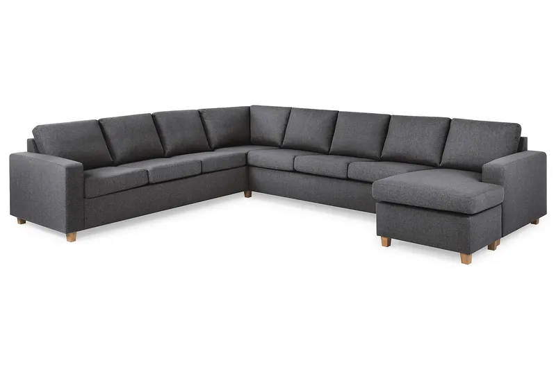 Crazy 7-personers Højrevendt U-formet XX-Large Hjørnesofa med Divan i Stof - Mørkegrå - Møbler - Sofaer - Hjørnesofa - Hjørnesofa med chaiselong