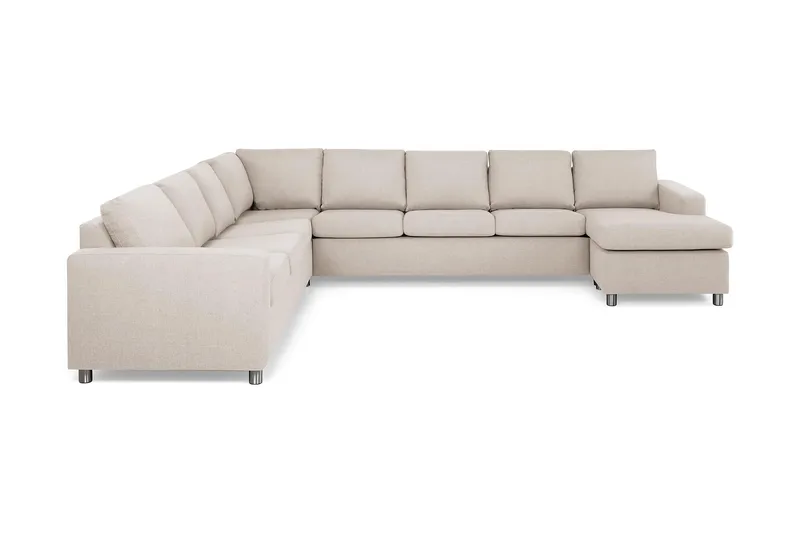 Crazy 7-personers Højrevendt U-formet XX-Large Hjørnesofa med Divan i Stof, Beige