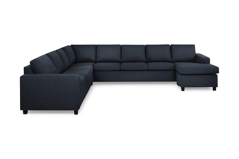 Crazy 7-personers højrevendt U-formet XX-Large hjørnesofa med chaiselong i stof, Mørkeblå