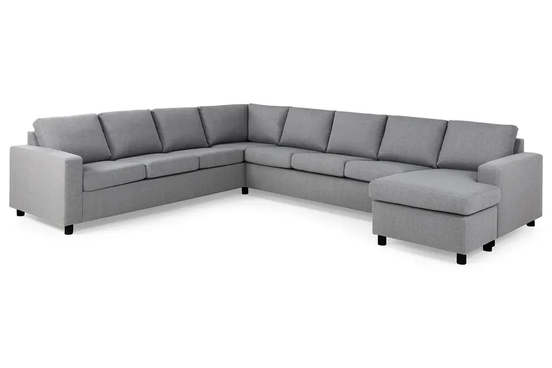 Crazy 7-personers Højrevendt U-formet XX-Large Hjørnesofa med Divan i Stof - Grå - Møbler - Sofaer - Hjørnesofa - Hjørnesofa med chaiselong