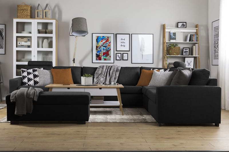Crazy 7-personers Vendbar L-formet XX-Large Hjørnesofa i Stof - Antracit - Møbler - Sofaer - Hjørnesofa