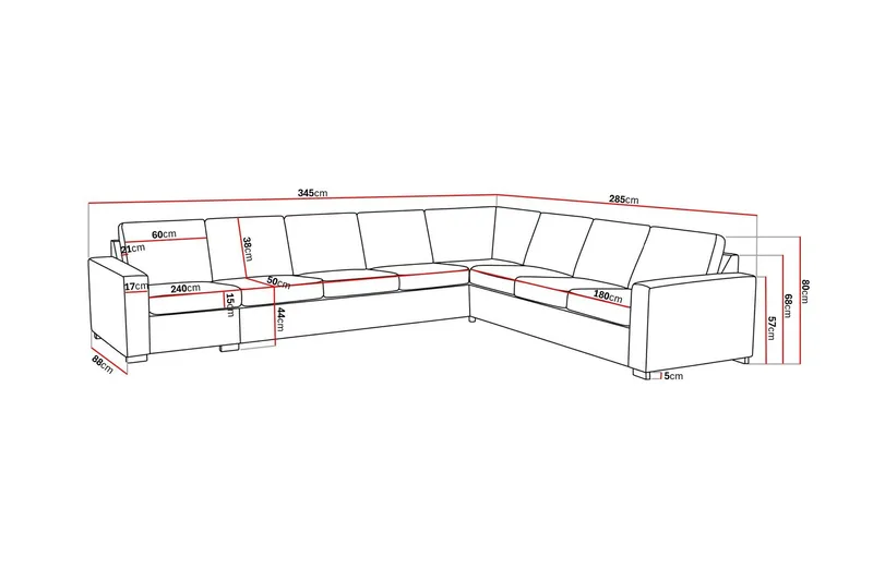 Crazy 7-personers Vendbar L-formet XX-Large Hjørnesofa i Stof - Brun - Møbler - Sofaer - Hjørnesofa - Hjørnesofa med chaiselong