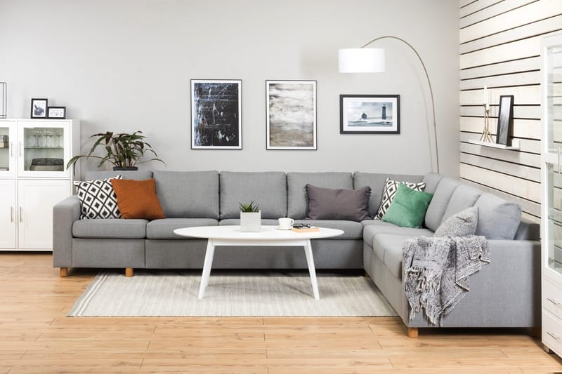 Crazy 7-personers Vendbar L-formet XX-Large Hjørnesofa i Stof - Grå - Møbler - Sofaer - Hjørnesofa