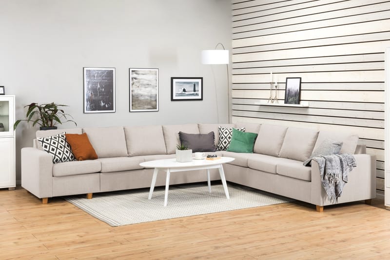 Crazy 7-personers Vendbar L-formet XX-Large Hjørnesofa i Stof - Beige - Møbler - Sofaer - Hjørnesofa