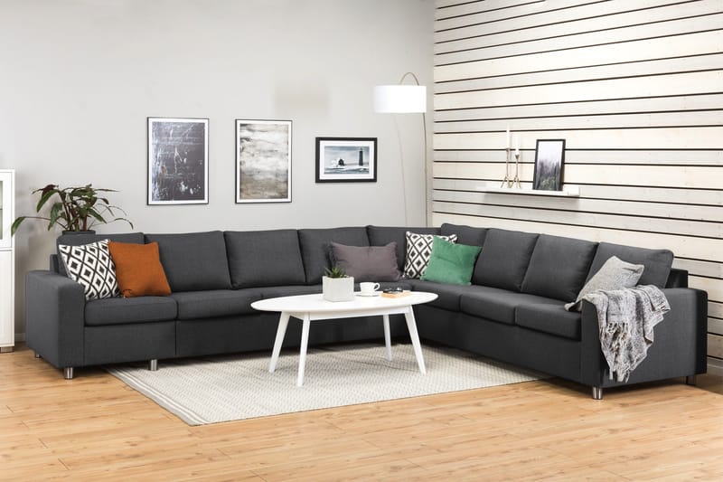 Crazy 7-personers Vendbar L-formet XX-Large Hjørnesofa i Stof - Mørkegrå - Møbler - Sofaer - Hjørnesofa