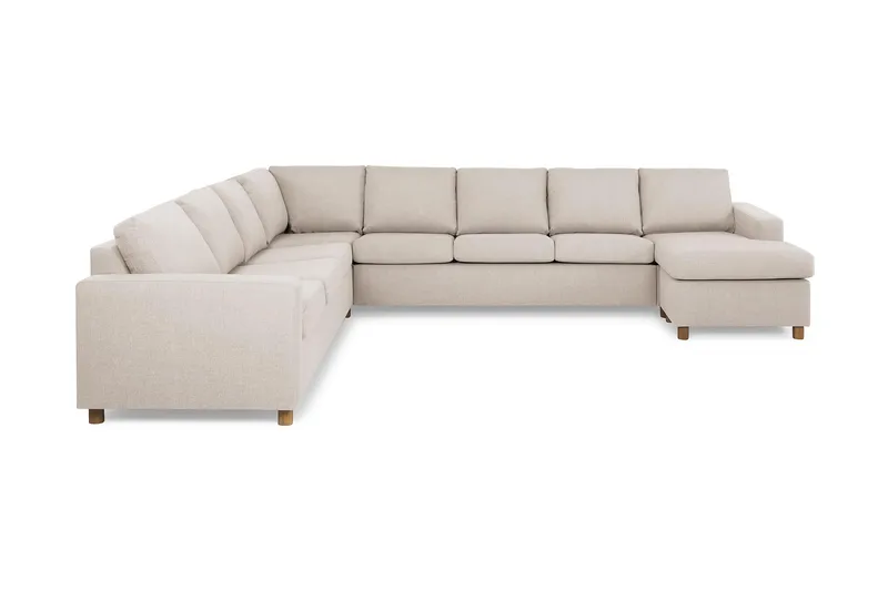 Crazy 7-personers Højrevendt U-formet XX-Large Hjørnesofa med Divan i Stof, Beige
