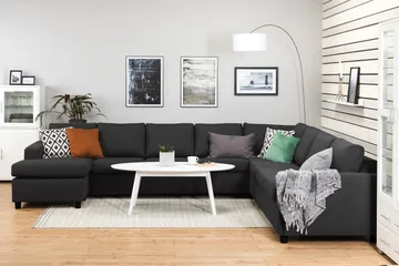 Crazy 7-personers Vendbar U-formet XX-Large Hjørnesofa med Divan i Stof - Antracit - Møbler - Sofaer - Hjørnesofa - Hjørnesofa med chaiselong