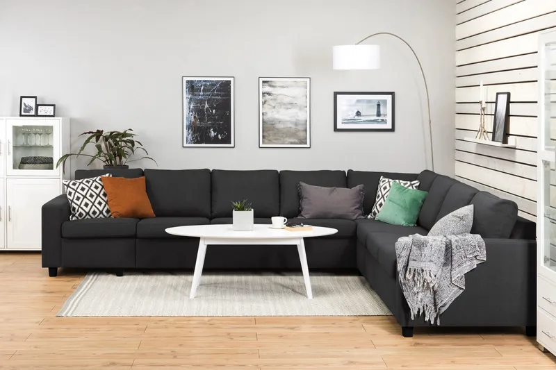 Crazy 7-personers Vendbar L-formet XX-Large Hjørnesofa i Stof - Antracit - Møbler - Sofaer - Hjørnesofa