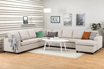 Crazy 7-personers højrevendt U-formet XX-Large hjørnesofa med chaiselong i stof - Beige - Møbler - Sofaer - Hjørnesofa - Hjørnesofa med chaiselong