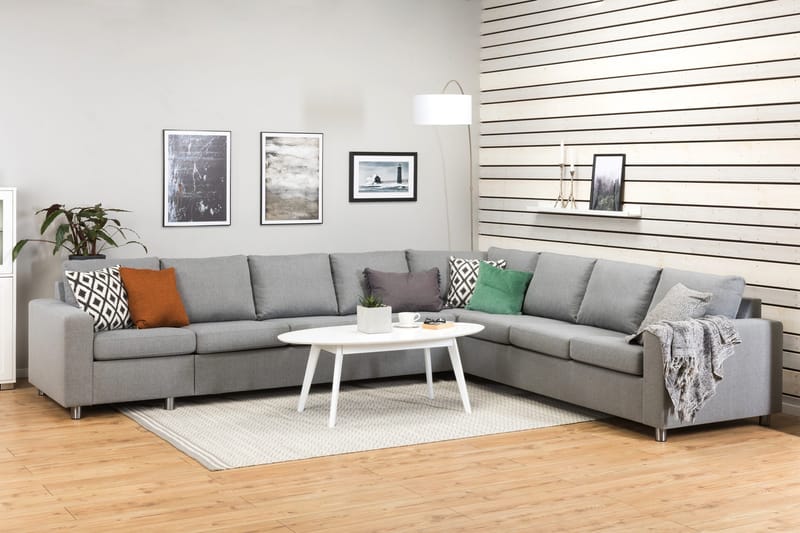 Crazy 7-personers Vendbar L-formet XX-Large Hjørnesofa i Stof - Grå - Møbler - Sofaer - Hjørnesofa
