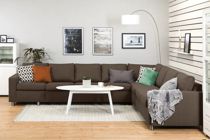 Crazy 7-personers Vendbar L-formet XX-Large Hjørnesofa i Stof - Brun - Møbler - Sofaer - Hjørnesofa