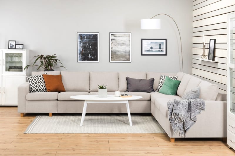 Crazy 7-personers Vendbar L-formet XX-Large Hjørnesofa i Stof - Beige - Møbler - Sofaer - Hjørnesofa