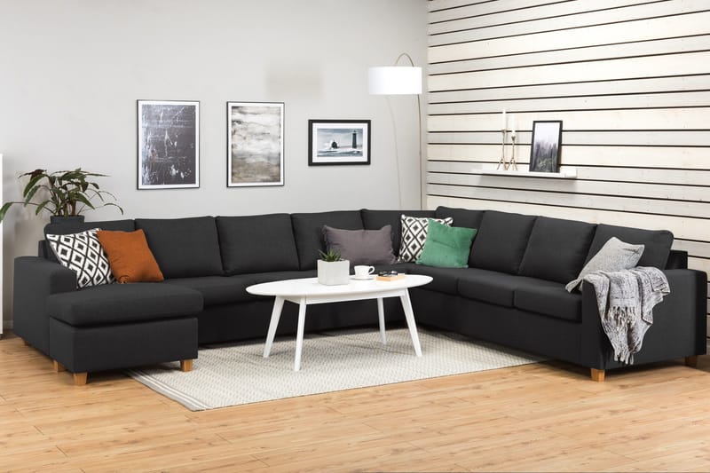 Crazy 7-personers Vendbar U-formet XX-Large Hjørnesofa med Divan i Stof - Mørkegrå / Antracit - Møbler - Sofaer - Hjørnesofa - Hjørnesofa med chaiselong