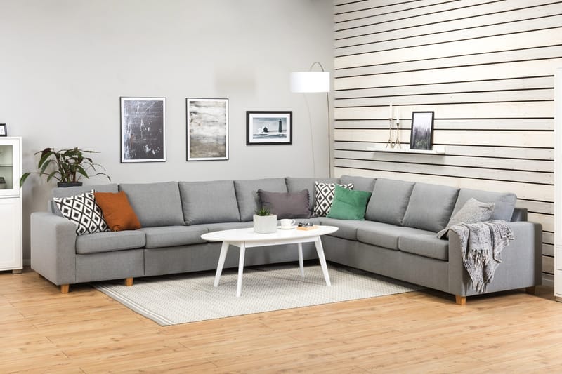 Crazy 7-personers Vendbar L-formet XX-Large Hjørnesofa i Stof - Grå - Møbler - Sofaer - Hjørnesofa