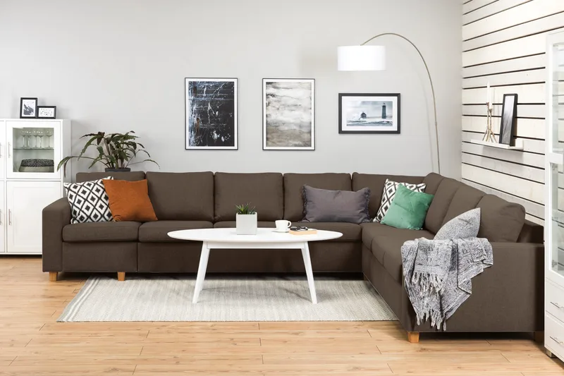 Crazy 7-personers Vendbar L-formet XX-Large Hjørnesofa i Stof - Brun - Møbler - Sofaer - Hjørnesofa - Hjørnesofa med chaiselong