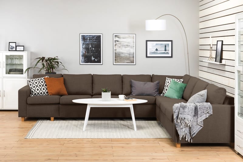 Crazy 7-personers Vendbar L-formet XX-Large Hjørnesofa i Stof - Brun - Møbler - Sofaer - Hjørnesofa