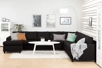 Crazy 7-personers Vendbar U-formet XX-Large Hjørnesofa med Divan i Stof - Antracit - Møbler - Sofaer - Hjørnesofa - Hjørnesofa med chaiselong